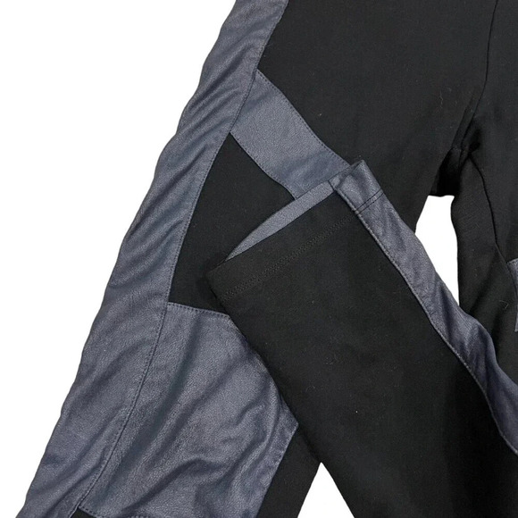 BCBGMaxAzria Black Gray Faux Leather Panel Moto Stretch Leggings S - Picture 2 of 3
